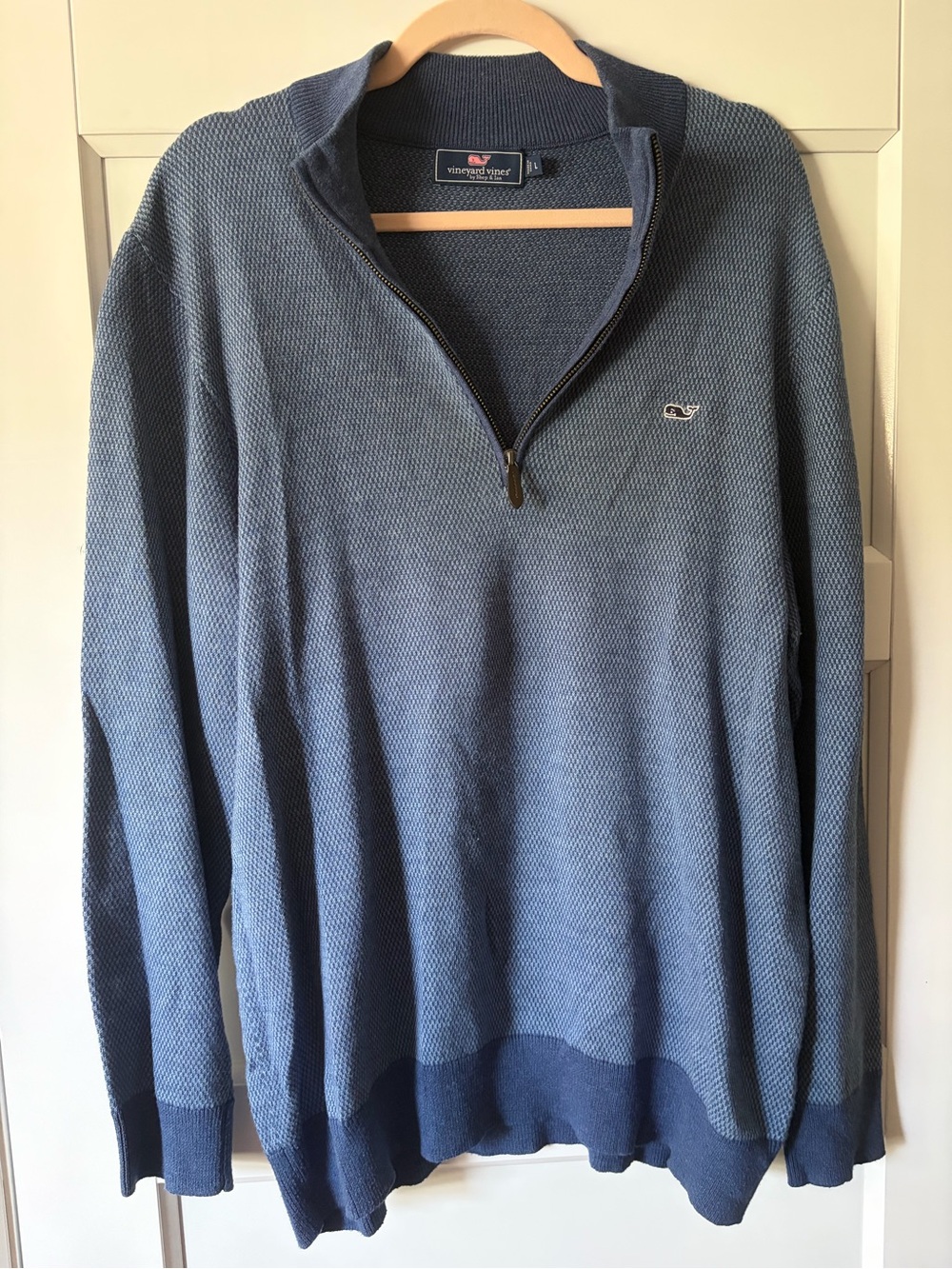 Vineyard Vines Men's Light Blue Textured Quarter-Zip Sweater